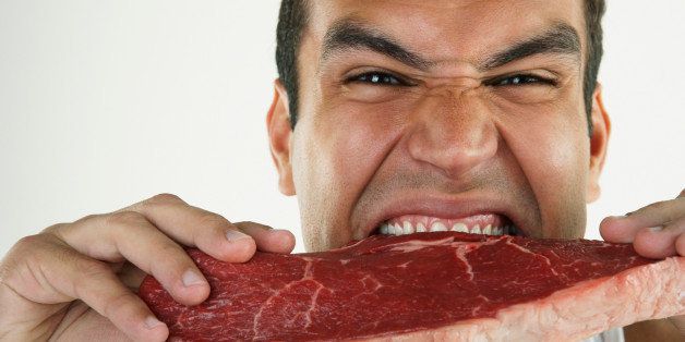 Person eating meat